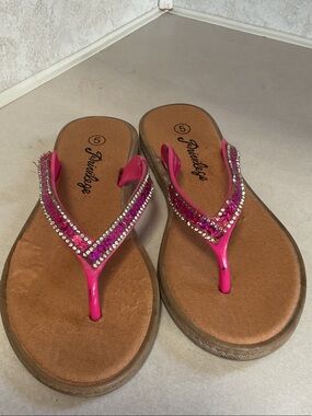 Privileged Women's Pink Jeweled Thong Sandals